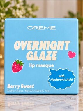 The Crème Shop Overnight Glaze Lip Masque Berry Sweet Hyaluronic Acid 0.56 oz